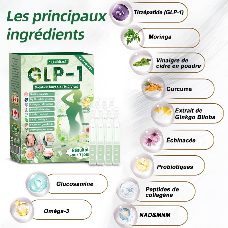 CA Magasin officiel | BuildLeaf® GLP-1 8-en-1 Solution orale Fit & Vital (Modifications visibles en 7 jours) ✅ Pour l'obésité, la santé cardiovasculaire, le diabète, l'apnée du sommeil, la santé intestinale, les problèmes articulaires et plus encore