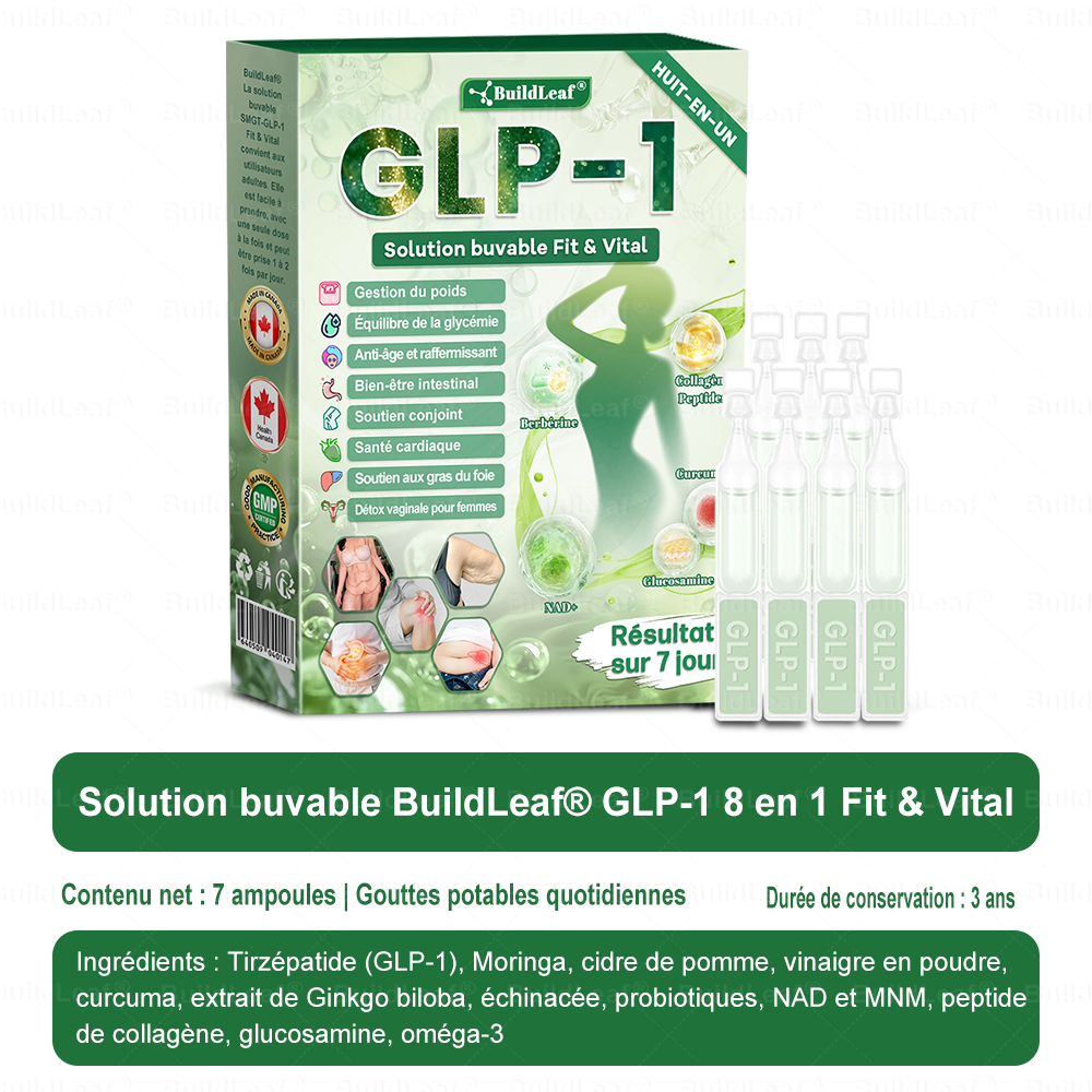 CA Magasin officiel | BuildLeaf® GLP-1 8-en-1 Solution orale Fit & Vital (Modifications visibles en 7 jours) ✅ Pour l'obésité, la santé cardiovasculaire, le diabète, l'apnée du sommeil, la santé intestinale, les problèmes articulaires et plus encore