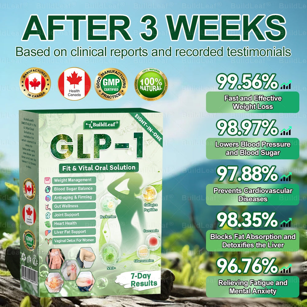 CA Magasin officiel | BuildLeaf® GLP-1 8-en-1 Solution orale Fit & Vital (Modifications visibles en 7 jours) ✅ Pour l'obésité, la santé cardiovasculaire, le diabète, l'apnée du sommeil, la santé intestinale, les problèmes articulaires et plus encore