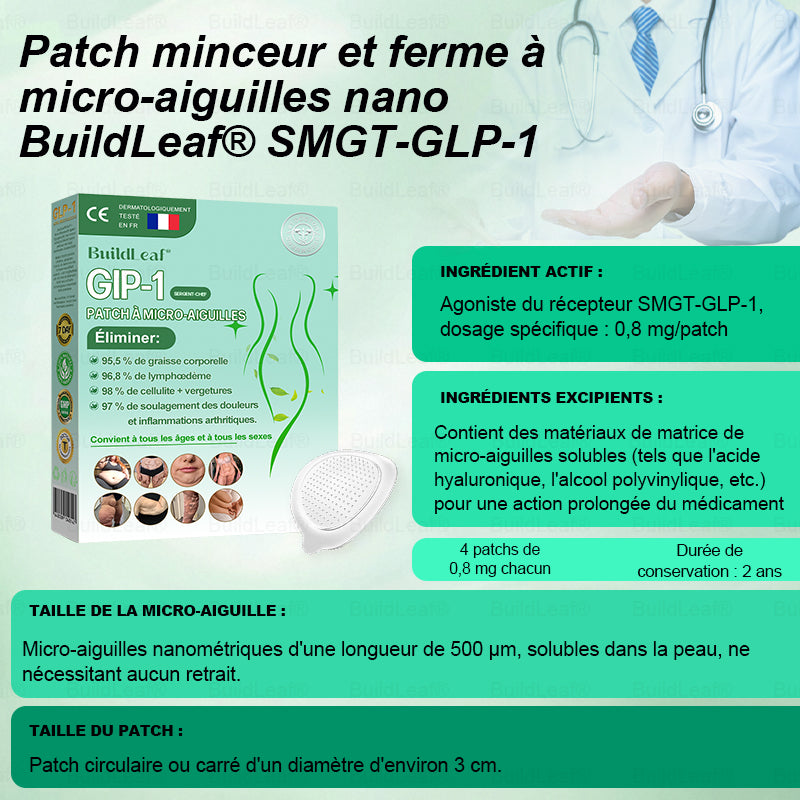 🏥Boutique officielle | Patch nano-microneedles GLP-1 BuildLeaf® avec collagène et Matrixyl 3000 – Ciblé pour l’obésité, les maladies cardiovasculaires, le diabète, l’apnée du sommeil, les problèmes articulaires et bien plus encore