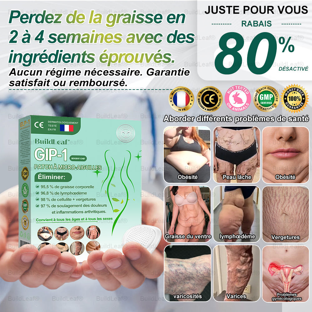 🏥Boutique officielle | Patch nano-microneedles GLP-1 BuildLeaf® avec collagène et Matrixyl 3000 – Ciblé pour l’obésité, les maladies cardiovasculaires, le diabète, l’apnée du sommeil, les problèmes articulaires et bien plus encore